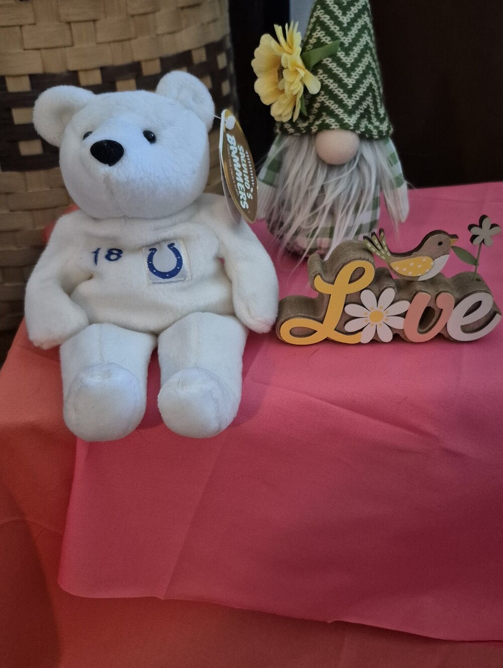 PEYTON MANNING White Collectible Plush Bear. Indianapolis Colts